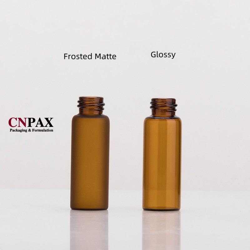 frosted matte amber glass roller on bottles