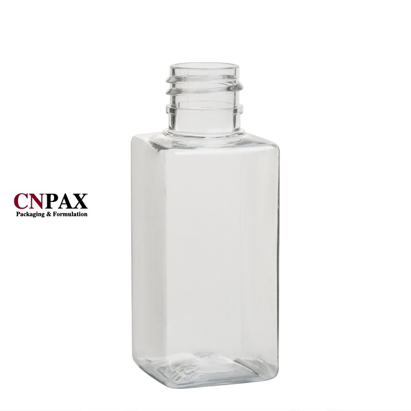 50 ml 1.6 oz Clear PET Plastic Bottles Square Plastic Bottle Packaging