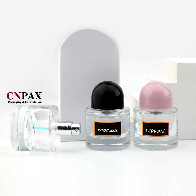perfume glass bottles with ball shape plastic cap