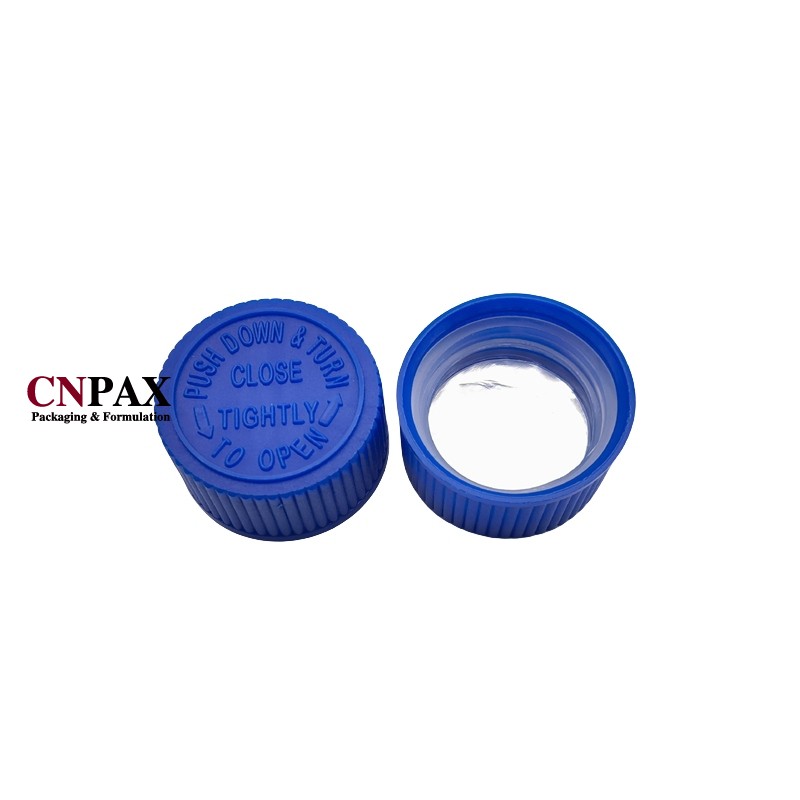 blue ribbed plastic screw cap