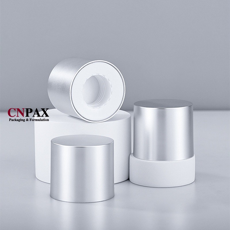 matte silver plastic screw cap