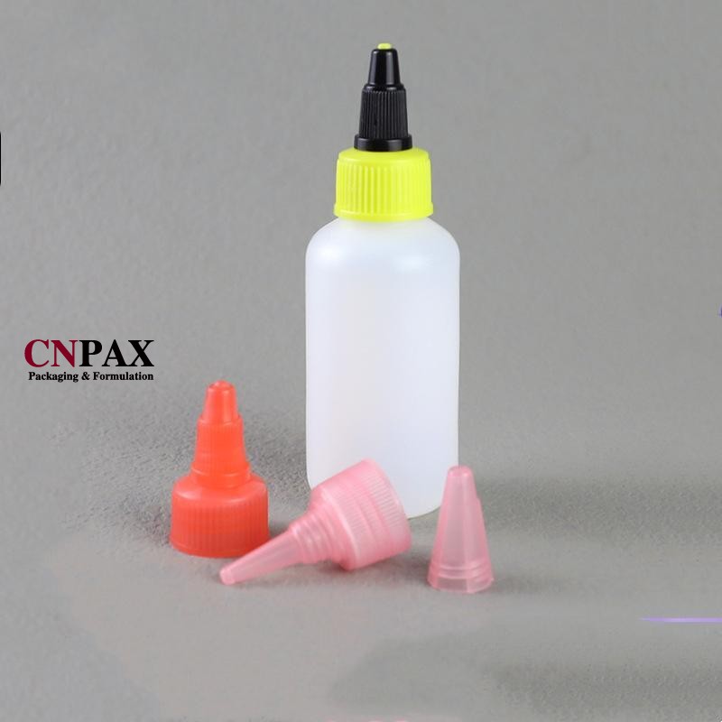 60ml cosmo round HDPE bottle with twist open plastic dispensing caps