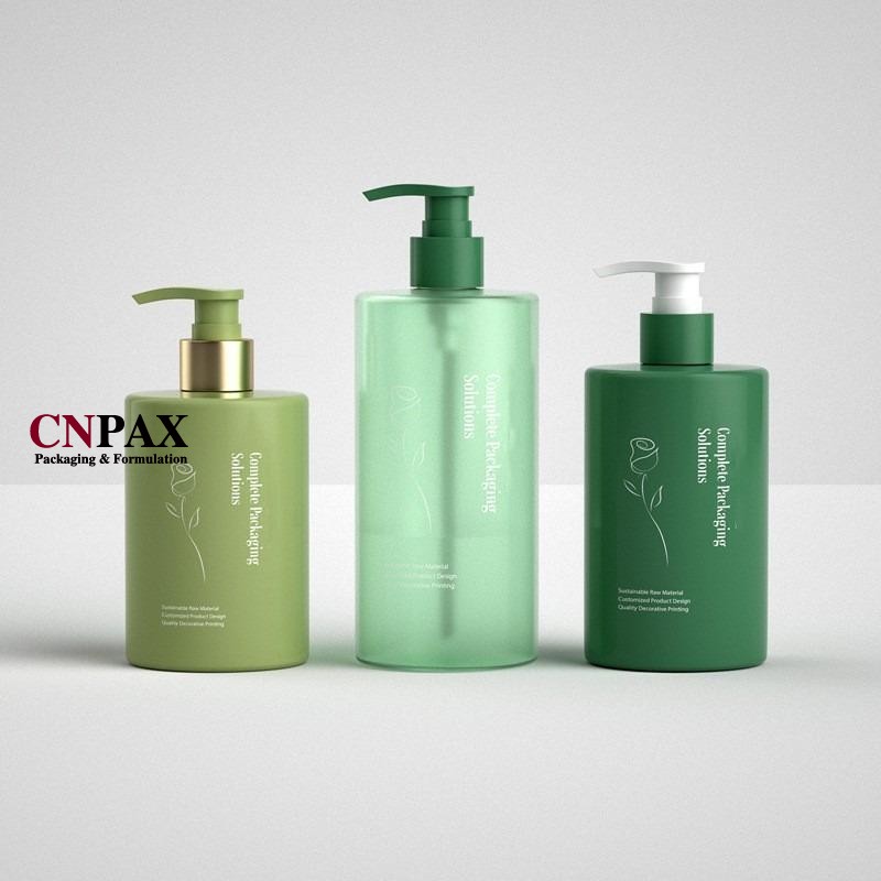 custom packaging cylinder round PET plastic shampoo bottles