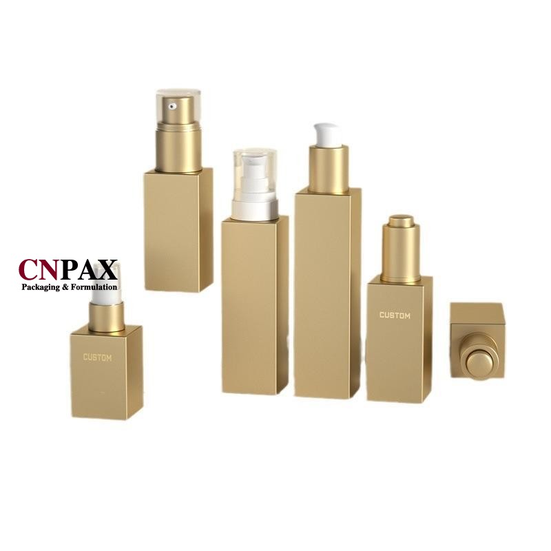 vacuum metallic gold square serum bottles