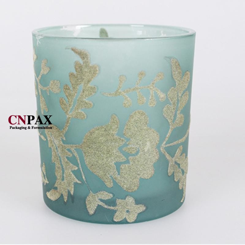 glass candle jar with gold decoration firing