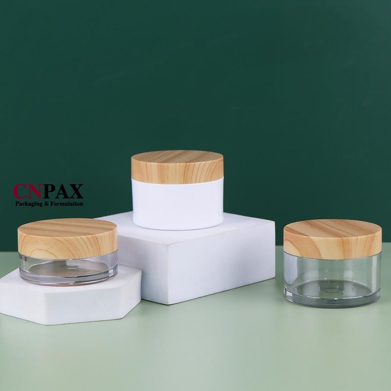 30g 50g heavy wall cream jar with bamboo lid
