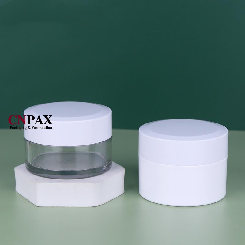 80ml 100ml clear heavy wall cream jar with white lid in stock
