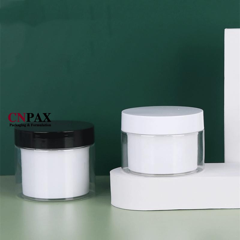 80ml 100ml double wall cream jar with black lid in stock