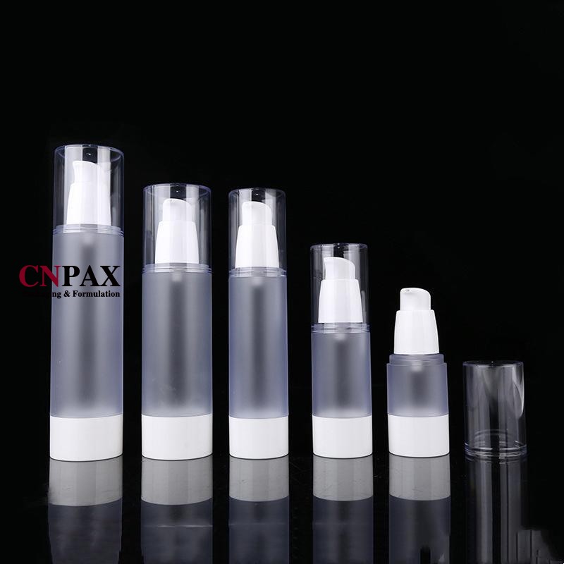 clear frosted matte airless pump bottles