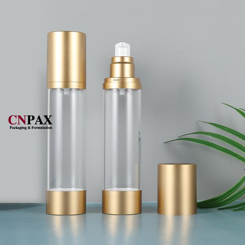 matte gold airless pump dispenser skin care bottles