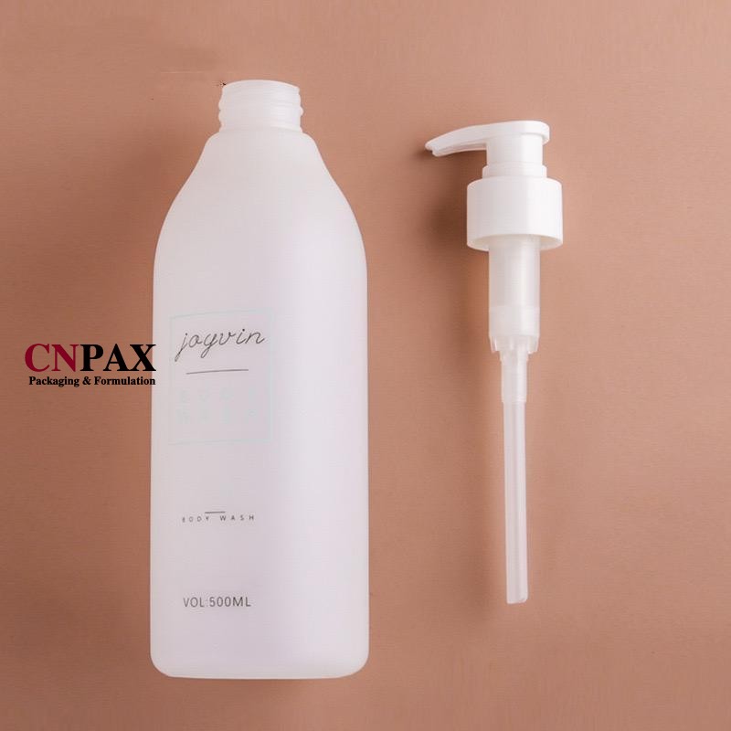 500ml oval HDPE plastic bottle with pump dispenser