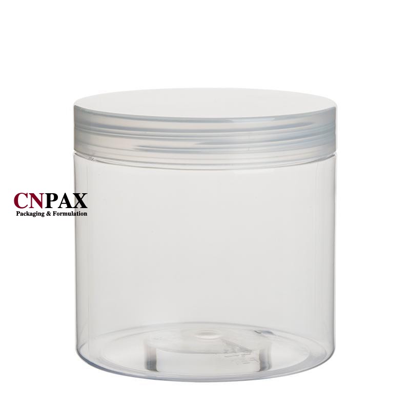 450 ml 15 oz plastic food storage jar container with black cap