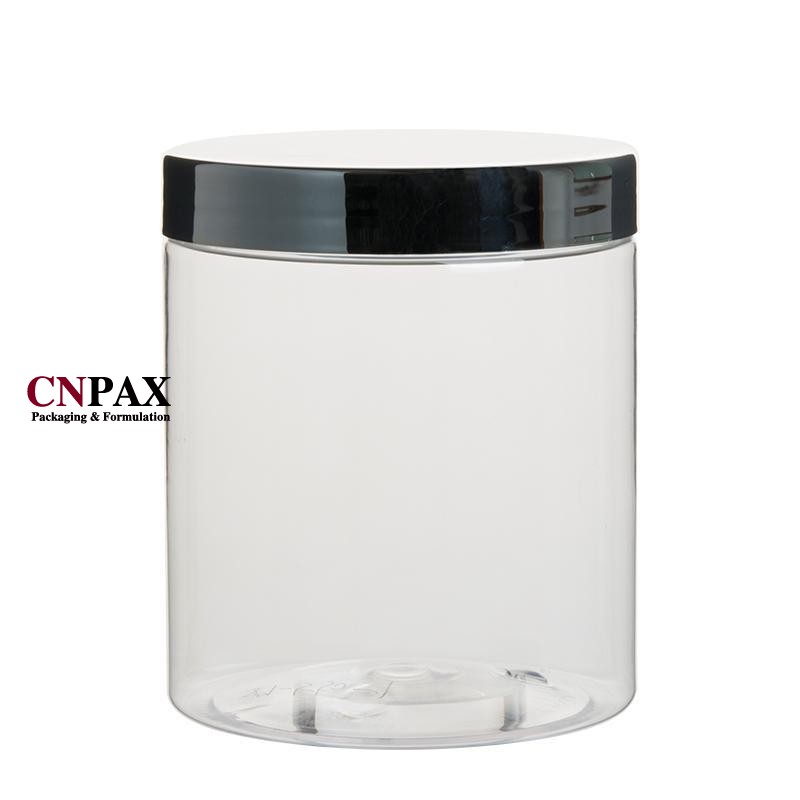550 ml 18.3 fl oz wide mouth plastic storage jar with silver screw cap
