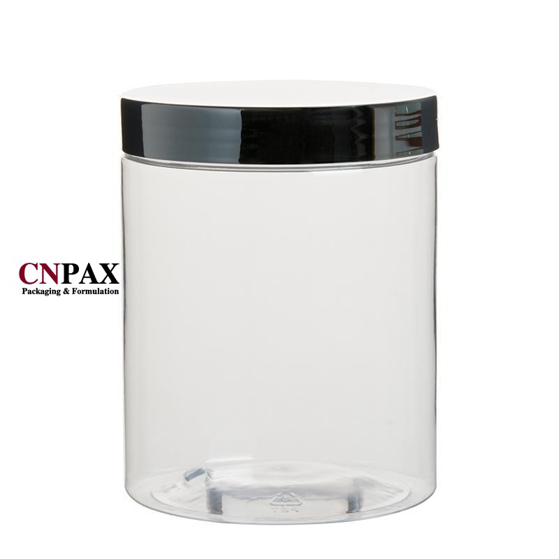 600 ml 20 fl oz wide mouth plastic storage jar with silver screw cap