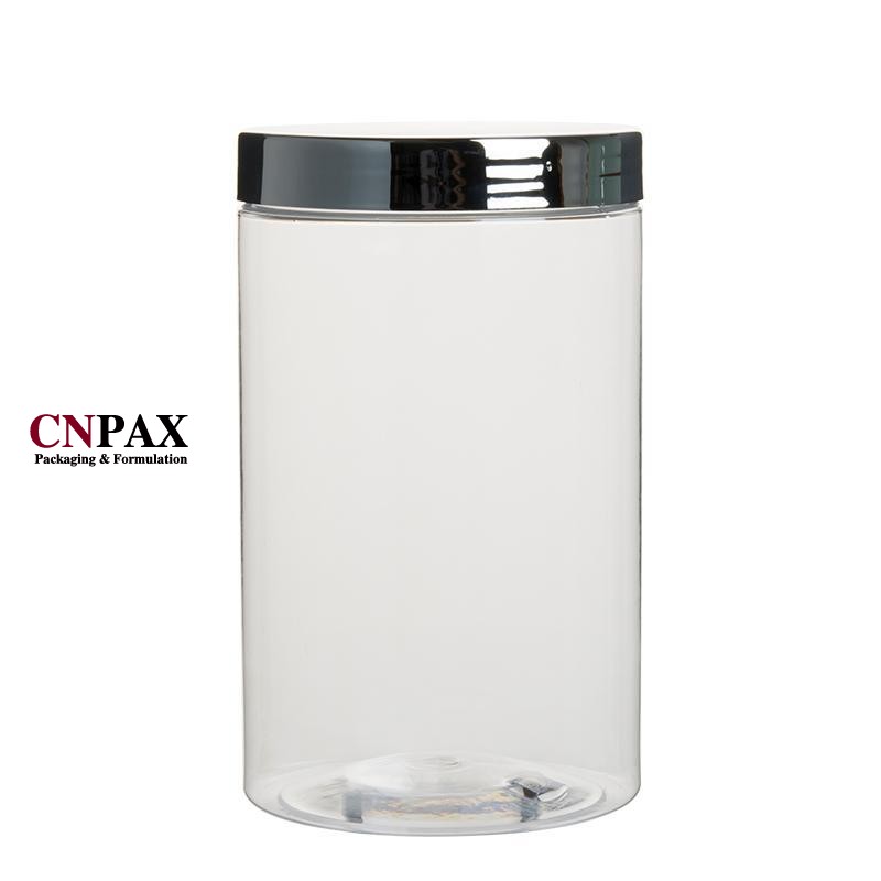 800 ml 26.7 fl oz wide mouth plastic storage jar with silver screw cap