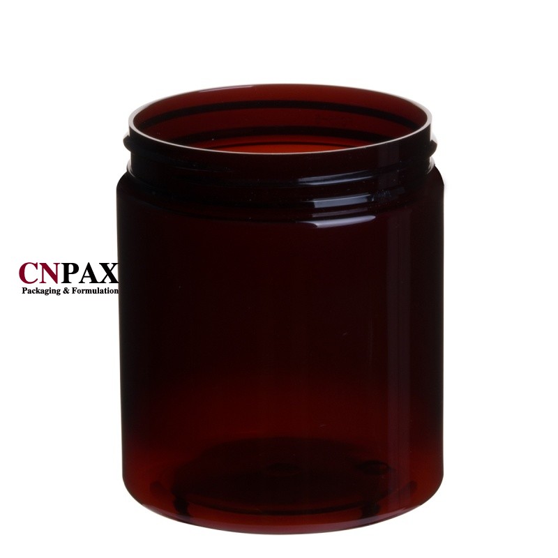 250 ml 8 oz amber plastic jar container