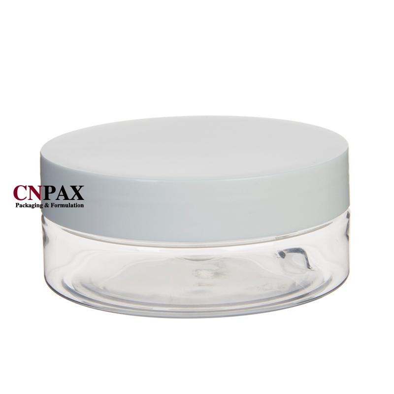 100 ml 3.3 oz low profile plastic cream jar with white cap
