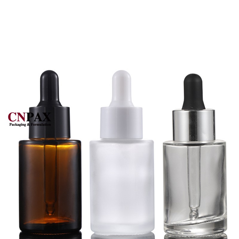 30 ml clear frosted matte glass dropper bottles