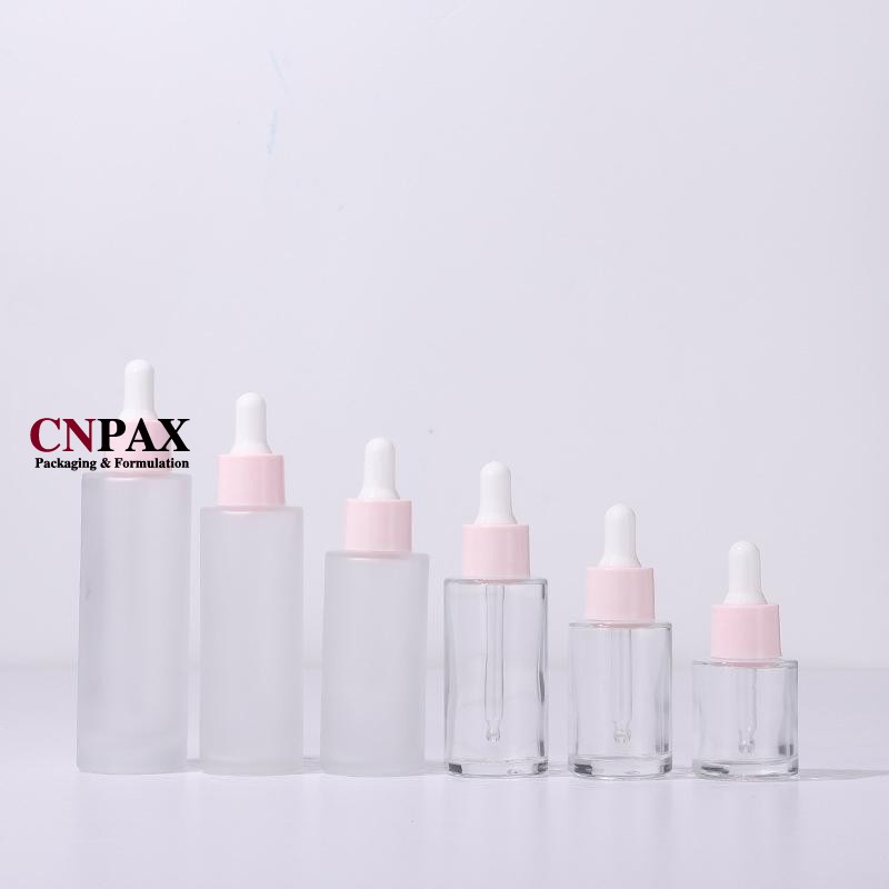 clear frosted matte glass essential oil bottles