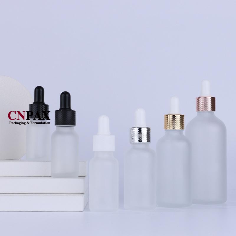 clear frosted matte glass serum dropper bottles in stock