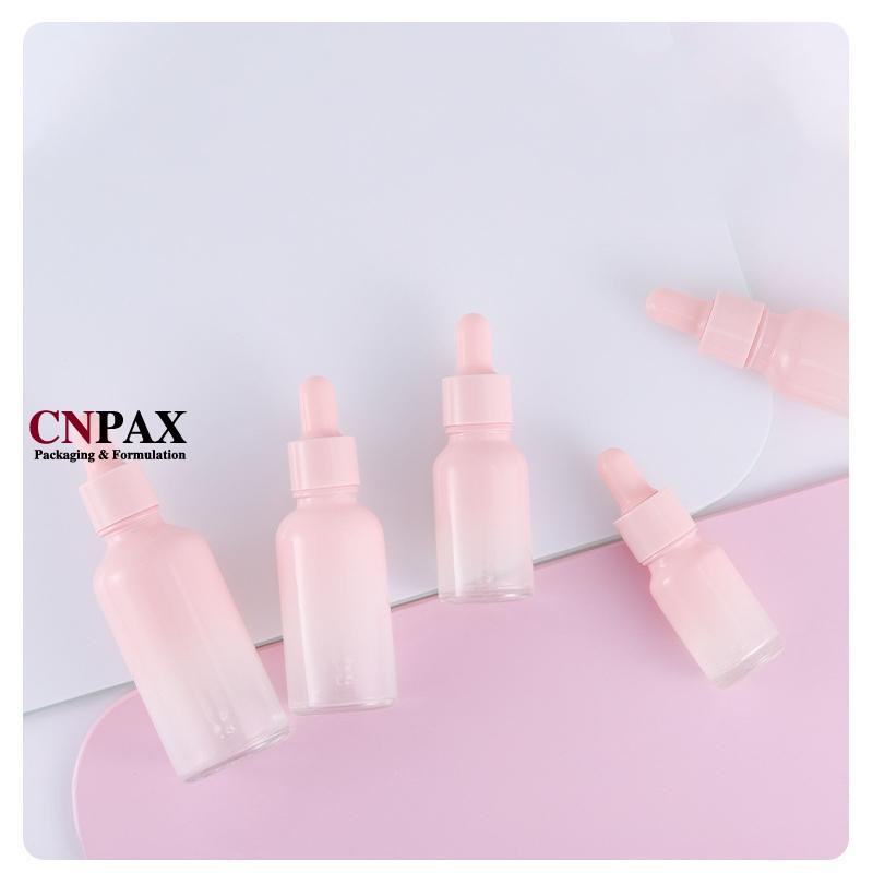 custom gradient pink glass dropper bottles