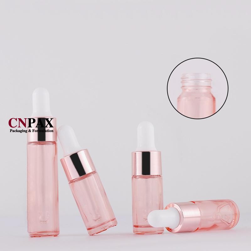 5ml 10ml translucent pink glass dropper vials in stock