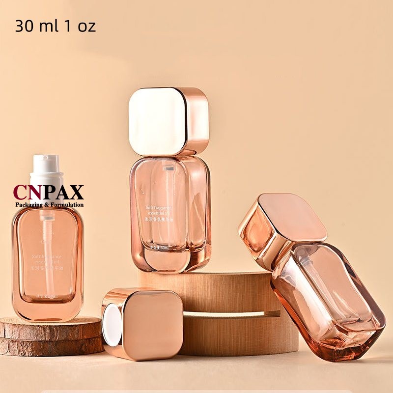 flat square glass cream bottles with square cap closure
